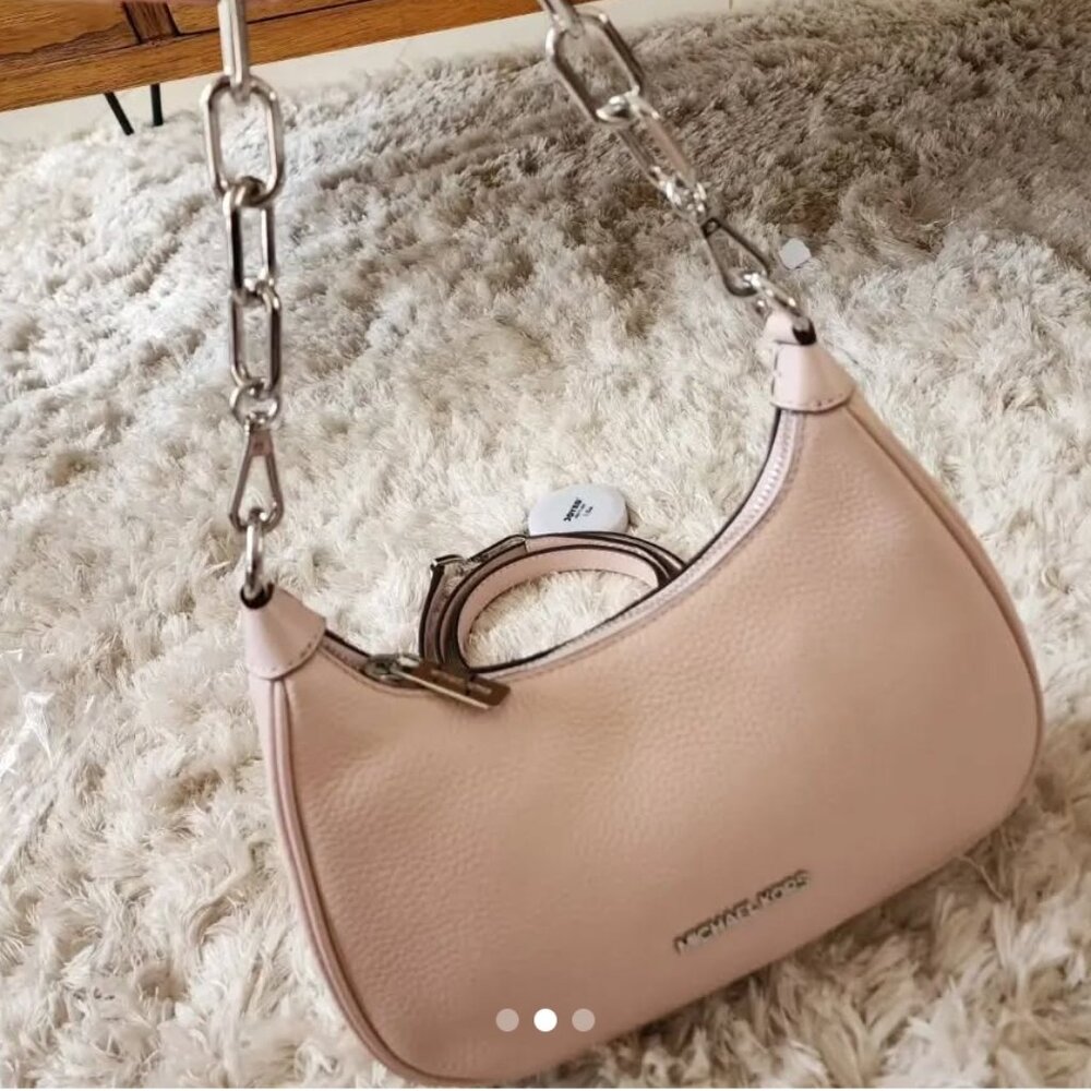 Cora Medium Powder Blush Pebbled Leather Shoulder Bag - Picture 2 of 3